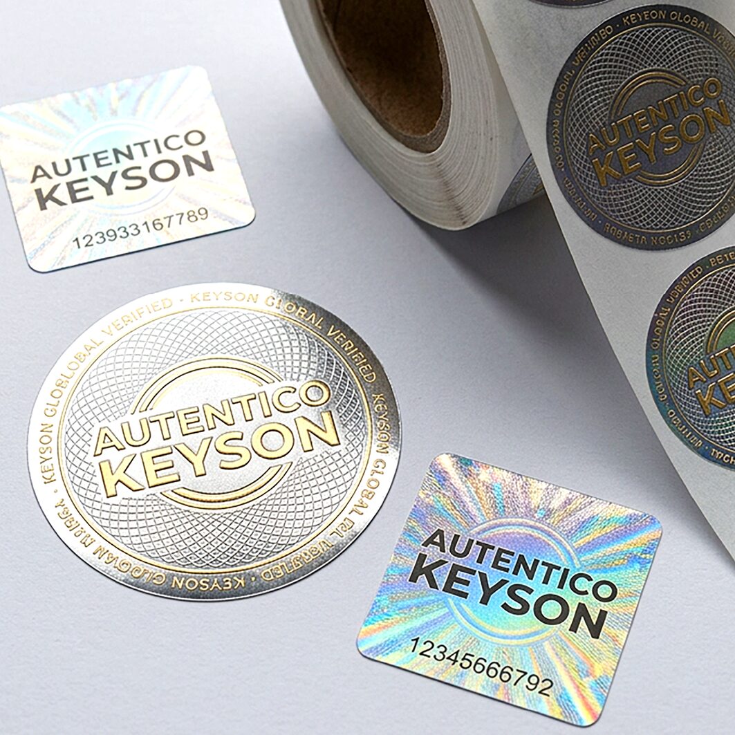 Etiquetas de seguridad AUTÉNTICO KEYSON con holograma y autenticación