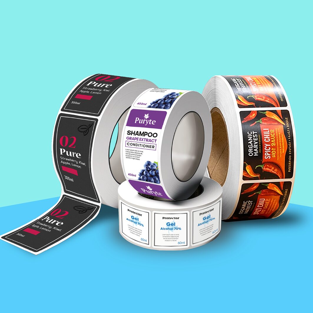 Rollos de etiquetas impresas a color en selección de cuatricromía